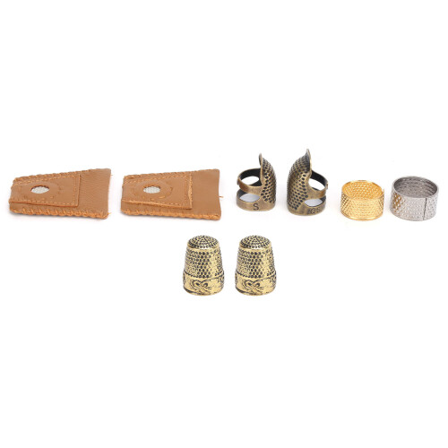 Adjustable Copper Thimble with Leather Coin for Hand Sewing & Needlework