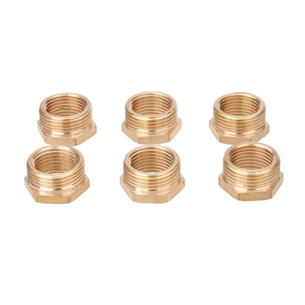 6Pcs Brass Pipe Fitting 3/4In Male To 1/2In Female Thread Reducer Adapter Leakproof 9426802642742