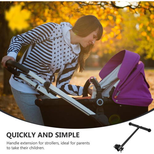 Stroller Handle Extender Attachment, Adjustable Bar for Wagons and Carriages, Tall People Friendly, Comfortable Grip 1
