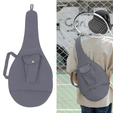 Unisex Canvas Tennis Racket Cover with Adjustable Shoulder Strap – Grey