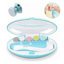 Baby-Elektrischer Nagelfräser mit LED-Licht, 6 Schleifköpfen, Blau