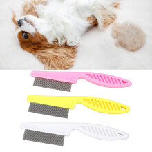 Set di 3 pettini antipulci per animali, manico antiscivolo, toelettatura di cani e gatti