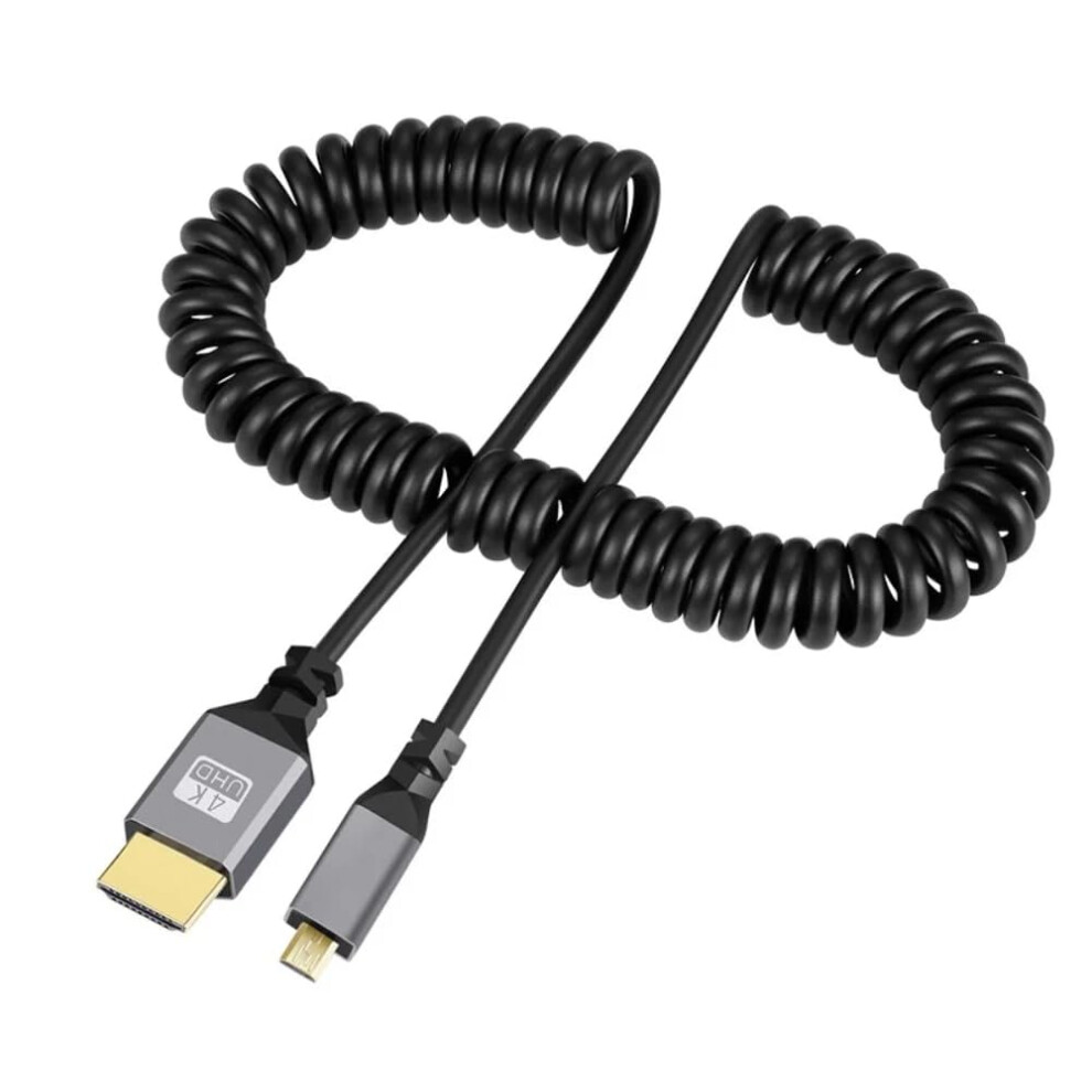 Micro Hdmi To Hdmi 2.0 Coiled Video Cable 4K 60Hz Extends To 2.4M Type D To Type A Hdmi 2.0 Compatible 9382693940858