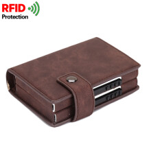 Portofel cu blocare RFID pentru bărbați, design inteligent pop-up, suport pentru carduri din piele premium din aluminiu, cu securitate RFID,