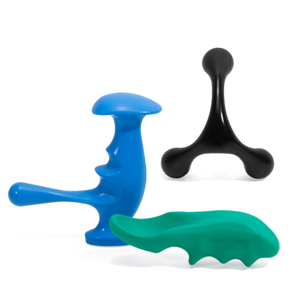 Deep tissue massager with 3 buttons, manual trigger point relief and thumb protector, fullbody muscle tension and stress relief, colorful