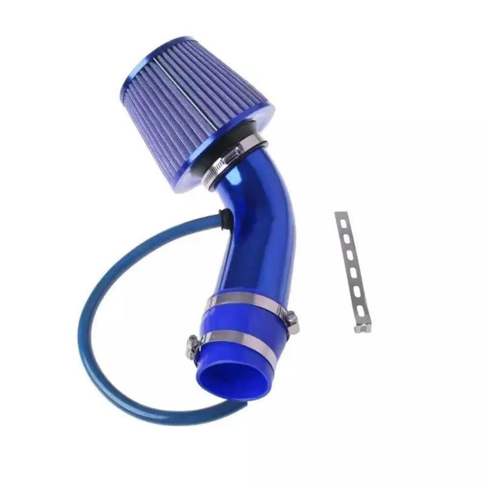 76Mm Cold Air Intake Kit For Car Racing, Universal Aluminum Turbo Pipe With Cone Filter (Blue) Blue 9382693941589