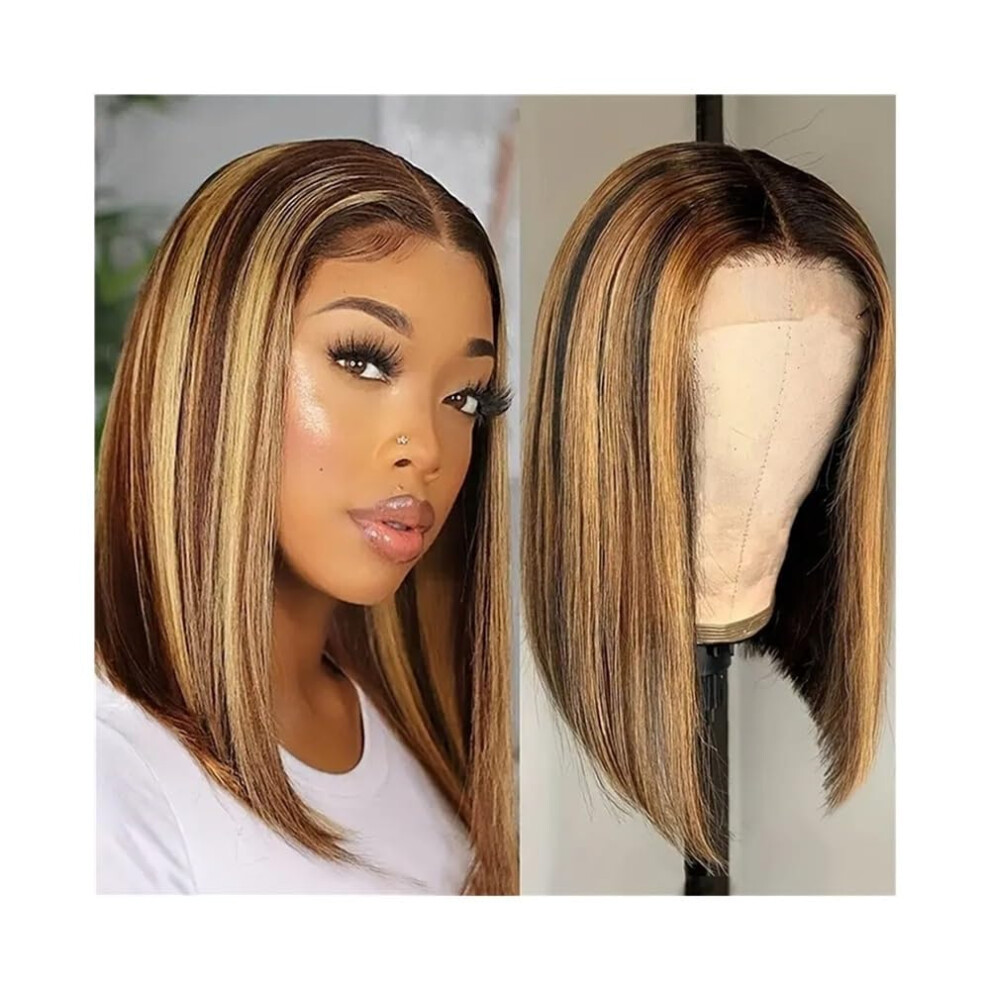 Wave Lace Front Wigs Short Human Hair Wig For Women 13x4 Lace Front Straight Ombre Honey Blonde 1016 Inch Lace Wig