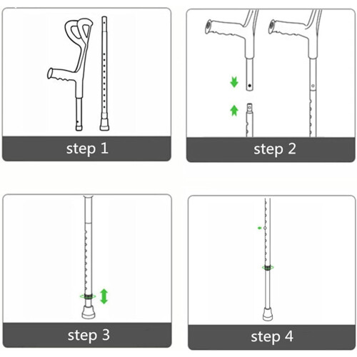 Walking Cane Lightweight Aluminum Foldable Forearm Crutch Height Adjustable Ergonomic Handle Comfortable Grip 2