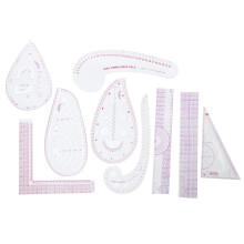Plastic Sewing Tools Set For Clothing Design, Bendable Drawing Template With Metric Scale Sew French Curve Ruler Flexible And Durable In 9 Piece
