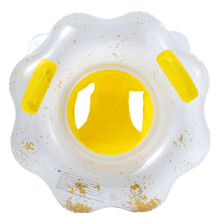 High Quality Vinyl Swim Ring Toddler Floating Seat Giant Sunny Pool Float Stylish Frangipani Shape Inflatable Baby Pool Float For Summer Fun (1PCS)