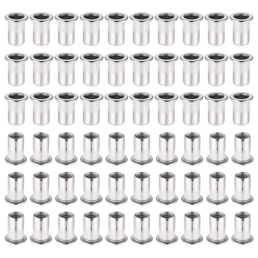 M6 Flat Head Threaded Insert Rivet Nuts, Rust Resistant And Corrosion-Resistant Rivnuts For Heavy Duty Materials, Smooth Surface Without Burr, 304 9448196580240