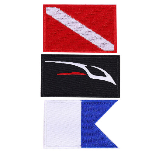 3 STÜCKE Scuba Diving Flag Patch Besticktes 1