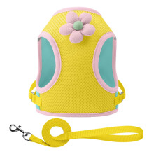 Pet harness Reflective cat harness Breathable accessory Cute design for walks, park, outdoor, night, daily, travel, hiking Bright yellow