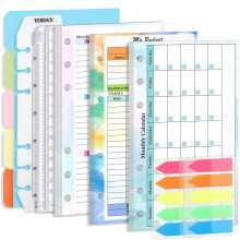 1 Set 6 Hole A6 Budget Binder Inserts Replacement Kit with Weekly Monthly Plan Financial Page Paper Divider Sticker