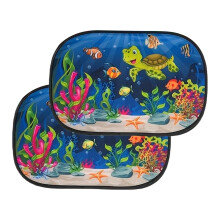 Electrostatic Car Window Shades Reusable Mesh Sunshade with Cartoon Animal Patterns 47*30 Turtle