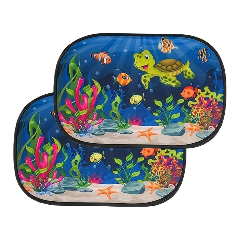 Electrostatic Car Window Shades  Reusable Mesh Sunshade with Cartoon Animal Patterns 47*30 Turtle