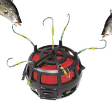 Bait Cage Reverse Bottom Professional 6Hook 360Degree Rotating Rigs No. 7 Hook For Tilapia Catfish Carp Travel Camping
