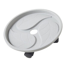 1 Piece Round Plant Pot Saucer with Sturdy Movable Flower Pot Stand Thick for Indoor and Outdoor Use Gray Plant Pot Roller with Water Drainage