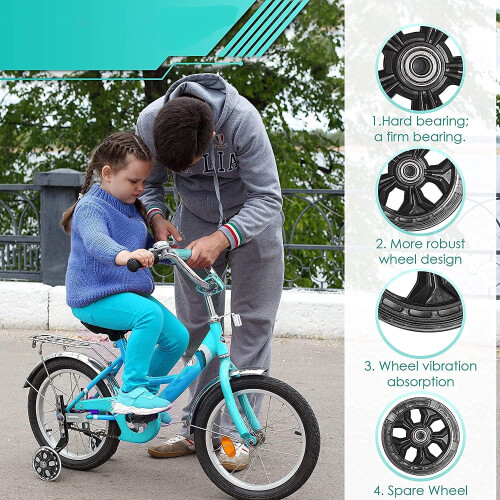 Auxiliary Wheel Children's Bicycle (Blue) 1