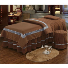 Massage table sheets, sheet skirt, bed cover, 4piece set (Brown, 60*180cm)