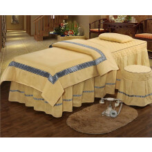 Massage table sheets, bed cover, beauty bed cover 4piece set (Yellow)