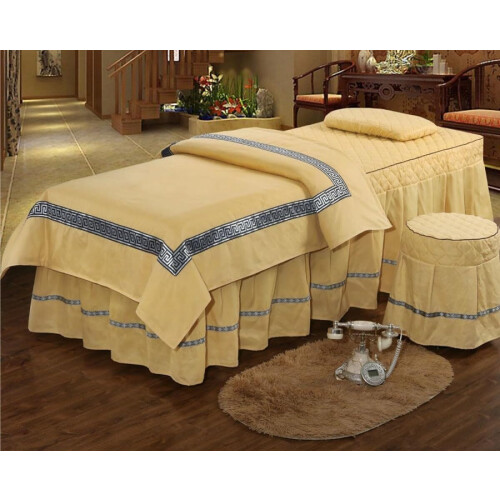Massage table sheets, bed cover, beauty bed cover 4piece set (Yellow)