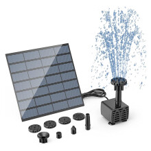Solar Water Fountain Pump 2.5W with 6 Nozzles and 4ft Pipe for Bird Bath, Pond and Garden