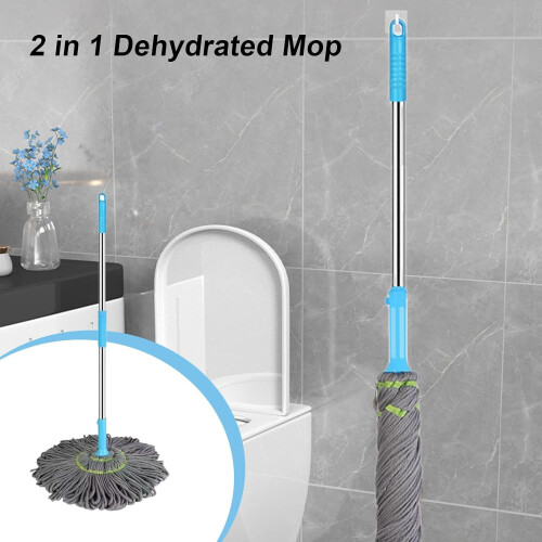 Spin Mop with 360 Rotation and Self Twist Dewatering, Telescopic Handle for MultiSurface Cleaning 1