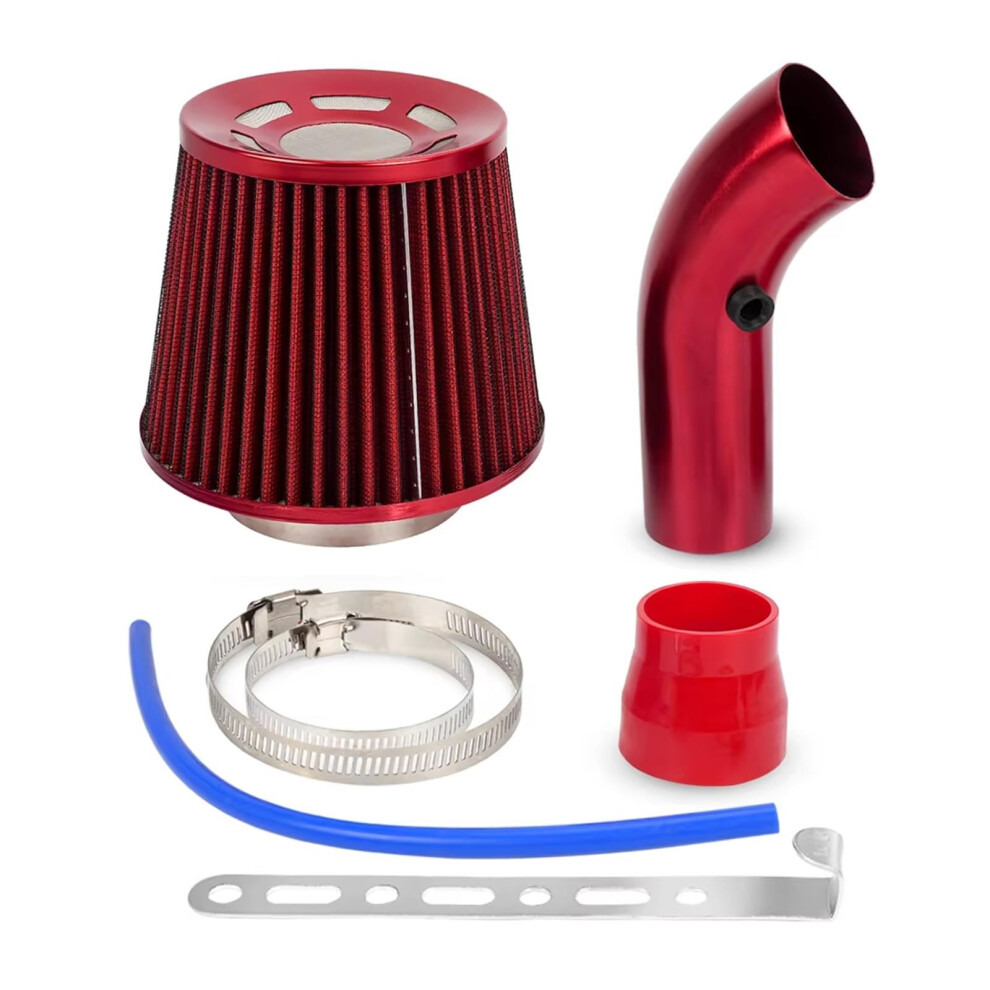 Air Hose Pipe 76Mm 3 Inch Cold Air Intake System Turbo Induction Pipe Kit With Flow Cone Air Filter Red 9189345373657