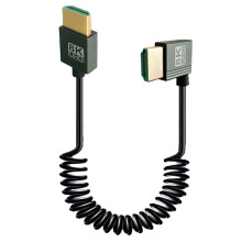 HDMI Cable 8K Short Coiled Cable, HDMI 2.1, 48Gbps, Male To Male, RightAngle, 60Hz 4K, 4K@120Hz, For Camera