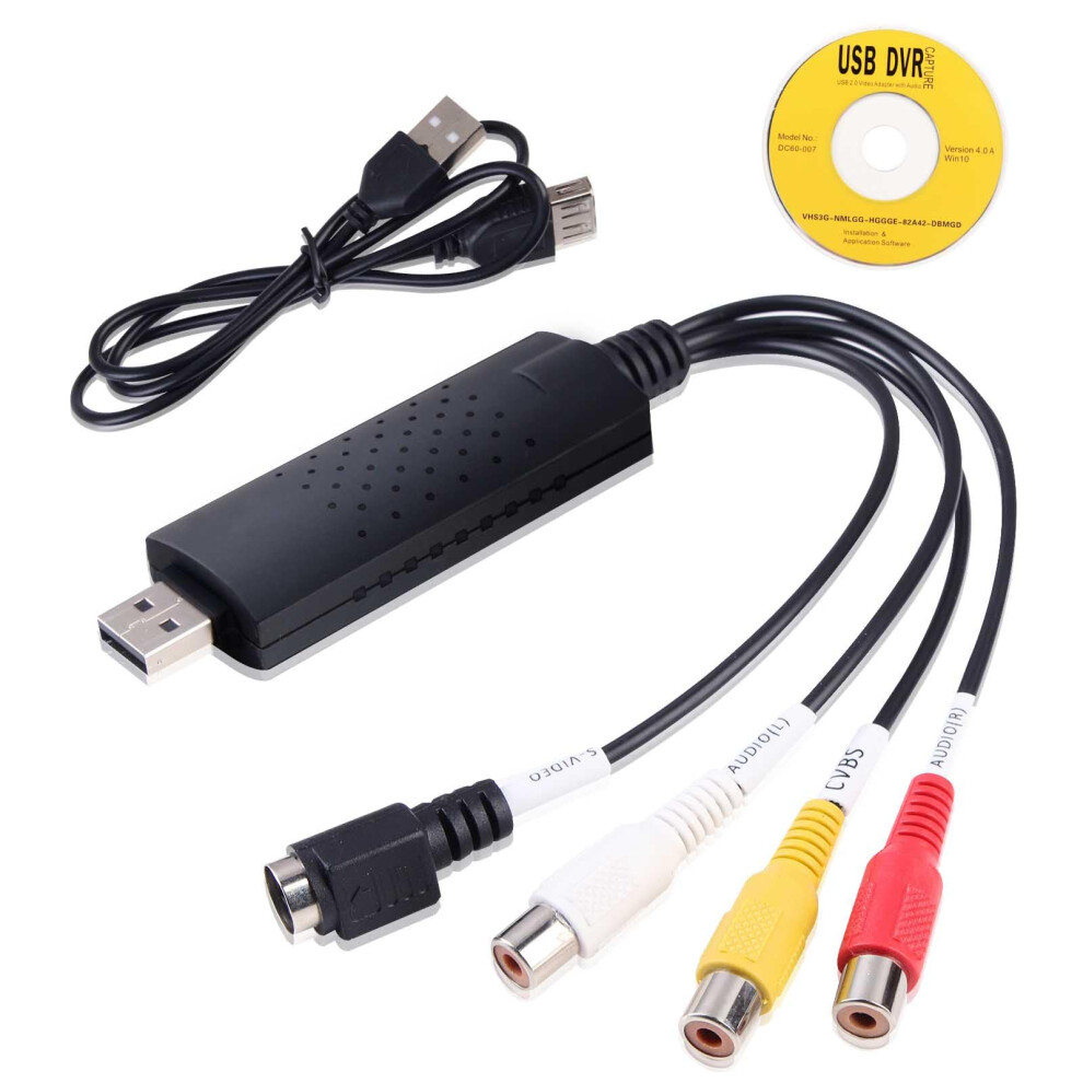 Usb 2.0 Audio Video Grabber Converter Vhs To Pc Digitize Video Capture Card For Vhs Vcr Dvd Hi8, Compatible With Windows Mac 9382693774613