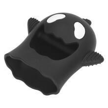 Dita silicone per neonati con forma di fantasma, sonaglino da dentizione, giocattolo masticabile, perfetto per Halloween, colore nero carin