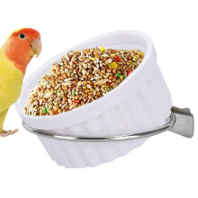 Bird Cage Water Dispenser  Feeding Bowl  Water Dispenser for Parrots, Parakeets, Small Animals White