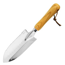 Mini Plant Trowel with Measuring Depth, Stainless Steel Hand Shovel, Wooden Handle
