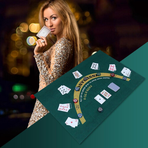 DoubleSided Poker Mat, Blackjack and Texas Hold'em Table Mat 1