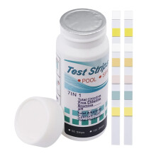 Water test strips for pool, reliable pool test strips, multifunctional longterm test papers for freshwater saltwater swimming pool pond.