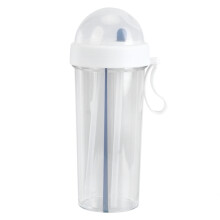 Wasserflasche mit zwei Geschmacksrichtungen, auslaufsicherer, geteilter Becher mit rutschfestem Design und abnehmbarem Strohhalm für unterwegs und