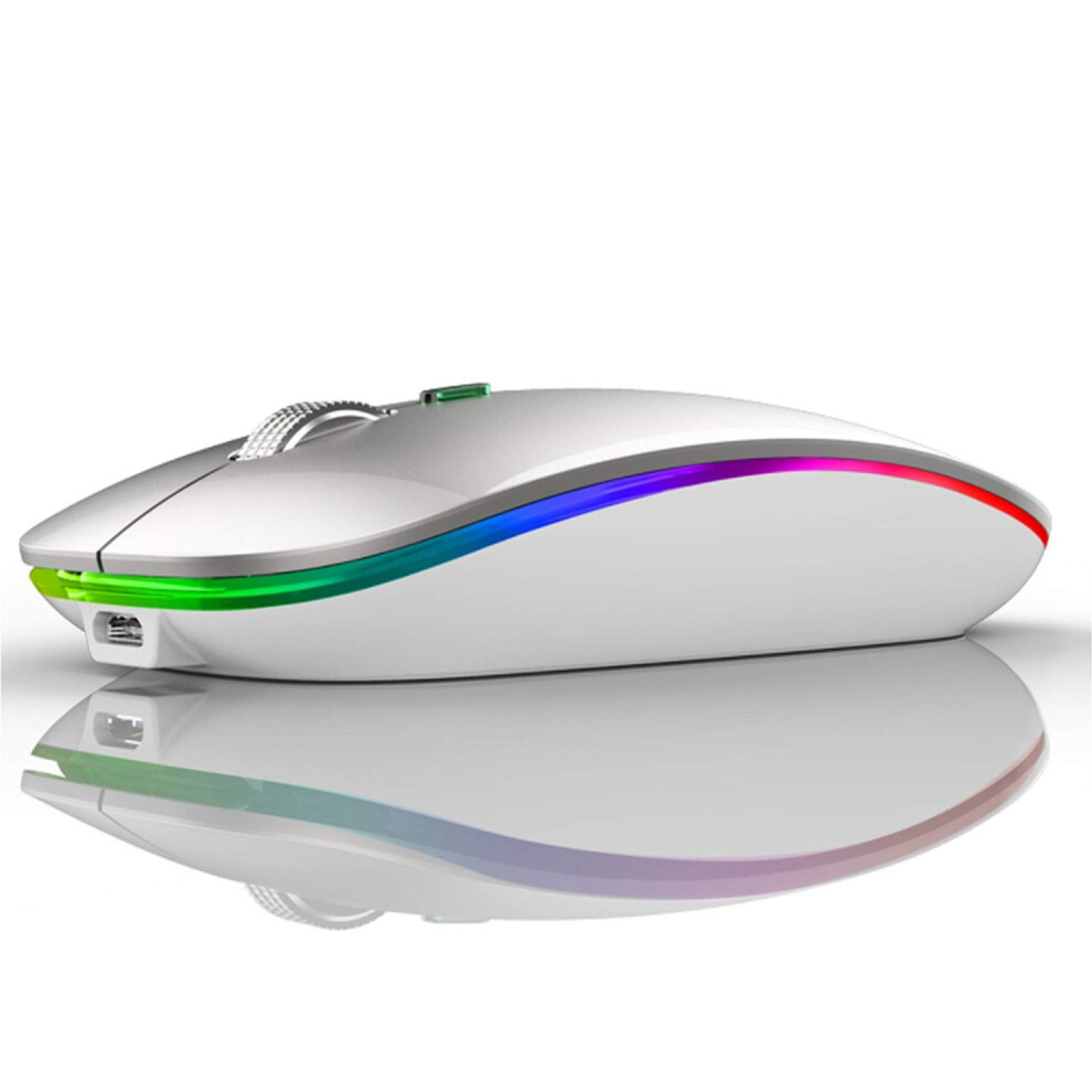 G12 Wireless Mouse 2.4G Quiet Rechargeable With Nano Usb Receiver 1600 Dpi For Pc/Laptop (Silver) Silver 9382693777614