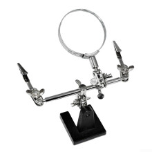 Adjustable magnifying stand with alligator clips, soldering iron holder, PCB tool, metal base for mobile phone motherboard