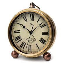 Gold Clock 5.2Inch Classic Retro Table Clock European Vintage Silent Desk NonTicking Quartz Movement Rome Dial
