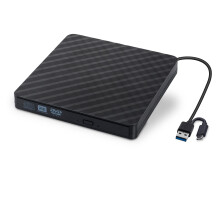 External DVD Burner USB 3.0/Type C CD/DVD Drive, Slim Portable Optical Drive for PC Laptop Mac Windows Linux (Black)