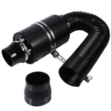 3 Inch Carbon Fiber Cold Air Intake Kit with Washable Filter for Universal Racing Cars