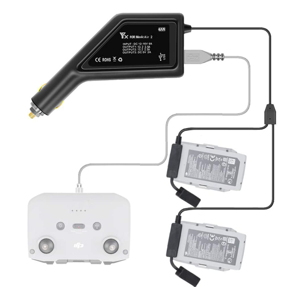 Drone Car Charger 3In1 Intelligent Charger Hub For Dji Mavic Air 2/Air 2S Drone Battery And Remote Control Charging 9382693778956