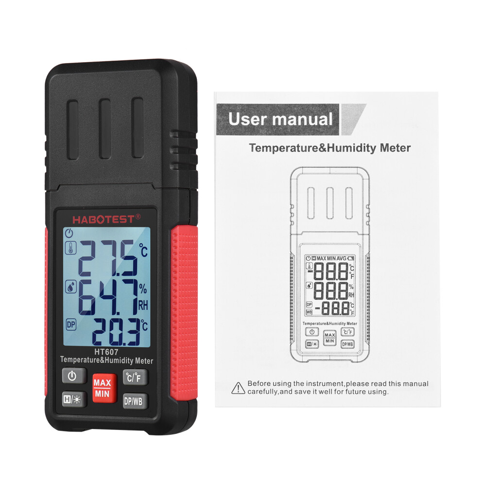 Habotest Ht607 Digital Thermo-Hygrometer, 4-In-1 Handheld Meter, Lcd Display 4271373877865