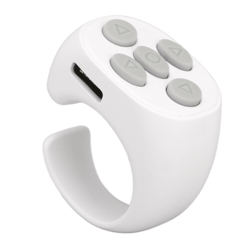 Selfie Shutter Ring Remote Bluetooth Control Multi Function White