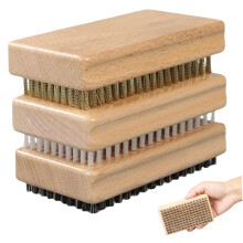 Snowboard Wax Brush 3Piece Wooden Kit With Nylon, Horse Hair & Brass For Removing Stains & Rust Grind & Polish Ski