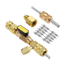 HVAC Tool Valve Core Remover, Dual 1/4 Inch and 5/16 Inch Port Installer Removal Tool Brass.