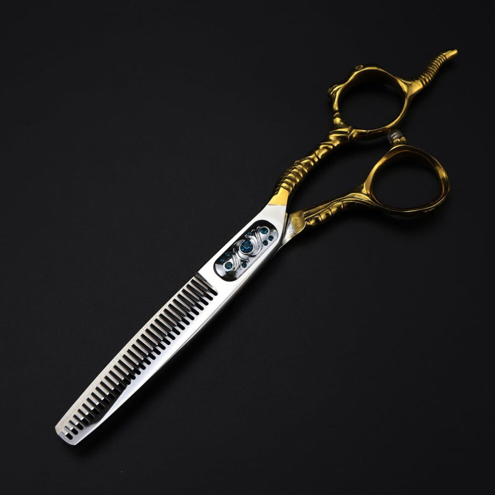 Gold Hair Cutting, 6 Inch Professional 440C Steel Scissor Sheep Haircut Thinning Barber Cutting Shears Hairdressing