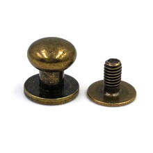 Chicago screws, leather rivets, 10 sets metal alloy button rivets (Antique Brass, 5mm)