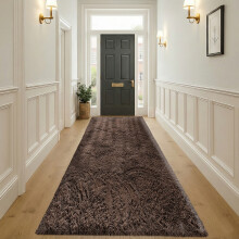 (80cm x 300 cm OR 2 ft 6 in x 10 ft- Exrta Large Runner, Brown- Shaggy Rugs) Modern Living Room Rugs Shaggy Fluffy Bedroom Soft Carpets Runner Indoor Outdoor Rug Floor Mats